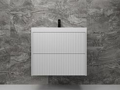 Style Line Тумба с раковиной Стокгольм 70 подвесная белый рифленый софт – фотография-2